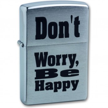 Зажигалка ZIPPO DON`T WORRY с покрытием Brushed Chrome латунь/сталь 38x13x57 серебристая